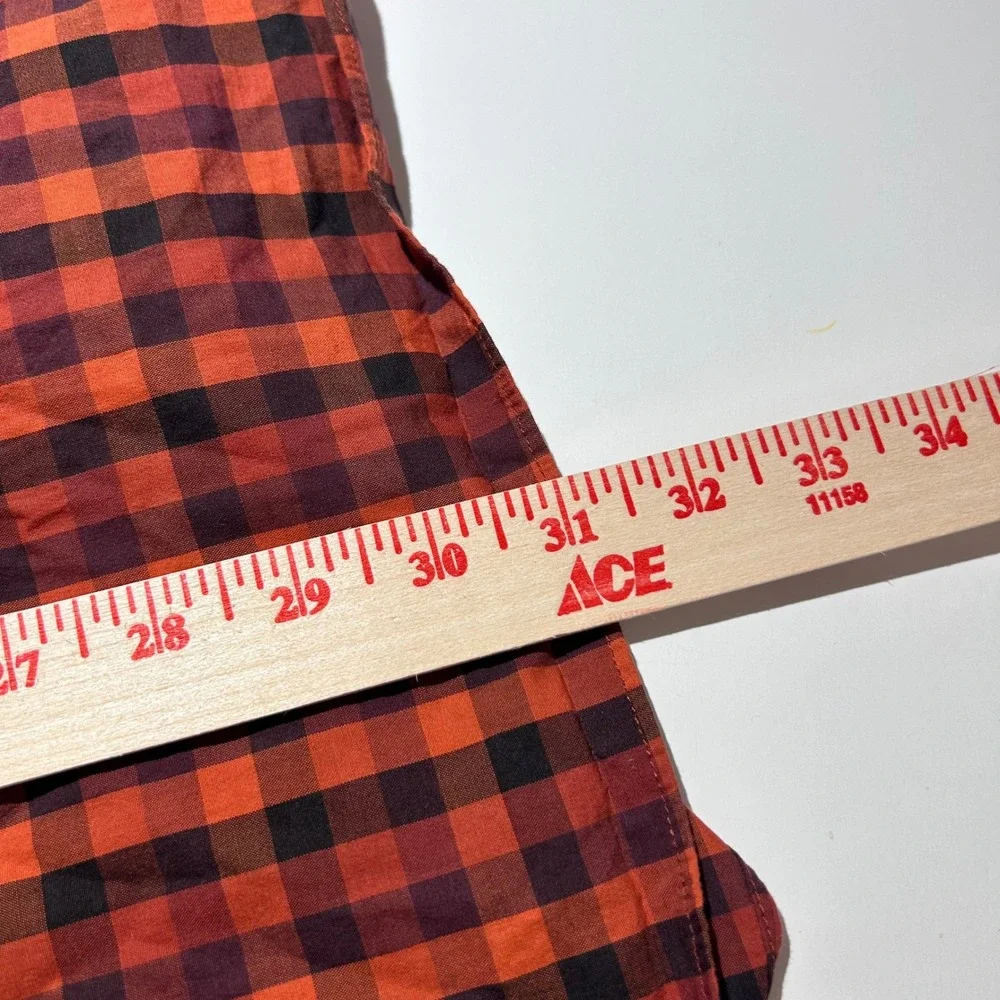 J. Crew Medium Slim Secret Wash Shirt Orange Gingham Stretch Button Down Mens